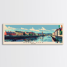 Load image into Gallery viewer, Derry City, Ireland Panoramic Canvas Print, Derry City, Ireland Painting, Ireland Art, Derry City Travel Poster, Travel Art, Living Room Painting
