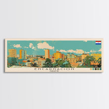 Load image into Gallery viewer, Encarnacion, Paraguay Panoramic Canvas Print, Encarnacion, Paraguay Painting, Paraguay Art, Encarnacion Travel Poster, Travel Art, Housewarming Gift
