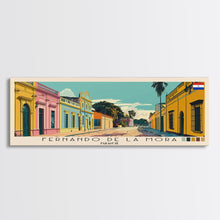 Load image into Gallery viewer, Fernando de la Mora, Paraguay Panoramic Canvas Print, Fernando de la Mora, Paraguay Painting, Paraguay Art, Fernando de la Mora Travel Poster, Travel Art, Guest Room Painting
