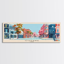 Load image into Gallery viewer, Oshawa, Canada Panoramic Canvas Print, Oshawa, Canada Painting, Canada Art, Oshawa Travel Poster, Travel Art, Housewarming Gift
