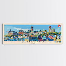 Load image into Gallery viewer, Quebec City, Canada Panoramic Canvas Print, Quebec City, Canada Painting, Canada Art, Quebec City Travel Poster, Travel Art, Vacation Gift
