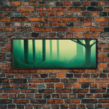 Load image into Gallery viewer, Emerald Green Forest Landscape, Panoramic Art, Framed Canvas, Framed Wall Art, Wall Art With Frame
