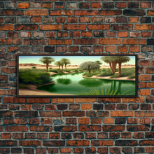 Load image into Gallery viewer, Desert Oasis Watercolor Landscape Canvas Print - Perfect for Living Room, Bedroom, Panoramic Extra Wide Format Art
