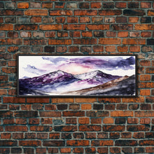 Load image into Gallery viewer, Framed Canvas Print of Majestic Mountain Landscape | Vibrant Hues | Watercolor Painting | Ready-to-Hang | Home Decor
