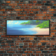 Carregar imagem no visualizador da galeria, Canvas Tropical Beach Wall Art, Seashore, Palm Trees, Island, Beach Scene Art Print, Wall Decor, Green, Panoramic, Wall Art, Canvas Print
