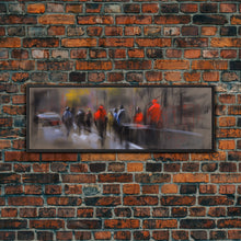 Carregar imagem no visualizador da galeria, Abstract People On Street Canvas Print, Abstract Urban Art, Vibrant Art, Line Art City Wall Decor, Panoramic, Wall Art, Canvas Print

