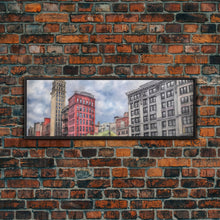 Cargar imagen en el visor de la galería, Colored Pencil City Canvas Print, Large Urban Art Print, Cityscape Art, Buildings, Red, Vibrant Art, Panoramic, Wall Art, Canvas Print
