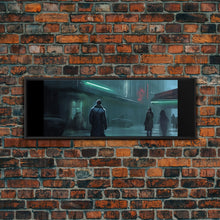 Cargar imagen en el visor de la galería, City Canvas Art Print, City Art, Dark Night Street Art, Urban Art, Neon Lights In City, Large Urban Art, Panoramic, Wall Art, Canvas Print
