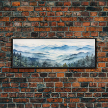 Load image into Gallery viewer, Blue Ridge Mountains National Park Panoramic Watercolor Painting Framed Canvas Print Large Wall Art
