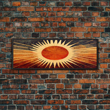Carregar imagem no visualizador da galeria, Art Deco Sunburst Wall Art, Ready To Hang Canvas Print, Panoramic Art, Art Deco Wall Decor, Above Bed, Above Couch, Above Sofa
