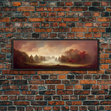 Load image into Gallery viewer, Hazy Forest Fantasy Art, Ready To Hang Canvas Print, Panoramic Art, Fog Covered Forest High Fantasy RPG Concept Art
