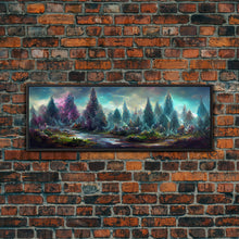 Load image into Gallery viewer, High Fantasy Forest Wall Art, Ready To Hang Canvas Print, Panoramic Art, Fantasy RPG Concept Art
