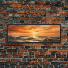 Load image into Gallery viewer, Framed Wall Art Print Set Sunset Horizon on Beach Shore Nature Ocean Oil Painting Nautical Scenic Colorful Multicolor Ultra
