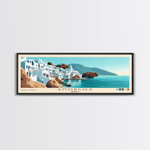Carregar imagem no visualizador da galeria, Amorgos, Greece Panoramic Print, Vacation Gift, Greece Wall Art, Beach Painting, Beach Decor, Large Wall Art, Wood Frame Art
