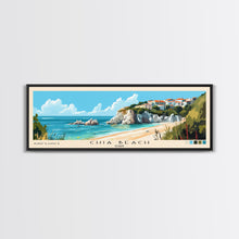 Cargar imagen en el visor de la galería, Chia Beach, Italy Panoramic Beach Print, Vacation Gift, Italy Wall Art, Framed Canvas Print, Framed Beach Painting
