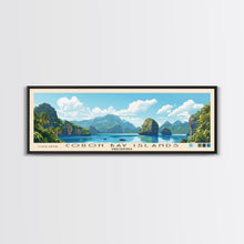 Load image into Gallery viewer, Coron Bay Islands, Philippines Panoramic Beach Print, Vacation Gift, Philippines Wall Art, Framed Canvas Print, Framed Beach Painting
