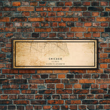 Load image into Gallery viewer, Distressed Panoramic Chicago map print poster or framed canvas, Illinois road map print poster canvas, Chicago city map print poster canvas
