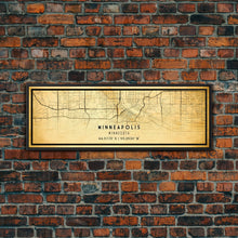 Load image into Gallery viewer, Minneapolis Panoramic map print poster or framed canvas, Minnesota map print poster canvas, Minneapolis road map print poster canvas
