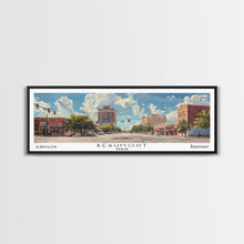 Carregar imagem no visualizador da galeria, Beaumont Texas Panoramic Painting, Watercolor Framed Canvas Print, Scenic City Art, Travel Poster, Wall Hanging, Living Room Art, Gift Idea
