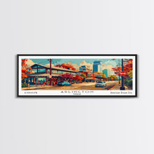 Carregar imagem no visualizador da galeria, Arlington Texas Panoramic Painting Framed Canvas Print, Mid Century Modern Art, Pop Art Style, Travel Poster, Living Room Decor
