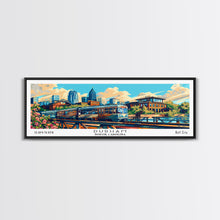 Load image into Gallery viewer, Durham North Carolina Panoramic Travel Poster Framed Canvas Print, Mid Century Modern Art, Pop Art Style, Wall Art Decor, Home Decoration
