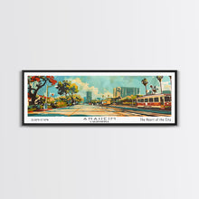 Carregar imagem no visualizador da galeria, Anaheim California Panoramic Wall Art, Retro Pop Art Framed Canvas Print, Mid Century Modern Travel Poster, Living Room Decor, Wall Hanging
