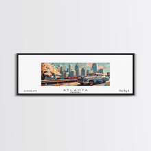 Carregar imagem no visualizador da galeria, Atlanta Georgia Panoramic Painting, Mid Century Modern Framed Canvas Print, Retro Pop Art Travel Poster, Wall Decor, Gift Idea, Home Decor
