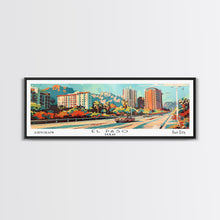 Load image into Gallery viewer, El Paso Texas Panoramic Wall Art, Retro Pop Art Framed Canvas Print, Mid Century Modern Travel Poster, Living Room Decor, Office Wall Art
