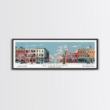 Carregar imagem no visualizador da galeria, Allentown Pennsylvania Panoramic Painting, Mid Century Modern Framed Canvas Print, Retro Pop Art Travel Poster, Office Art, City Print
