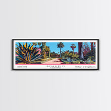 Carregar imagem no visualizador da galeria, Anaheim California Panoramic Painting, Mid Century Modern Framed Canvas Print, Retro Pop Art Travel Poster, Home Decor, City Art
