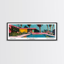 Carregar imagem no visualizador da galeria, Anaheim California Panoramic Painting, Mid Century Modern Framed Canvas Print, Retro Pop Art Travel Poster, Office Wall Art, City Print
