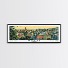 Load image into Gallery viewer, Berkeley California Panoramic Painting, Mid Century Modern Framed Canvas Print, Retro Pop Art Travel Poster, Home Decor, City Print
