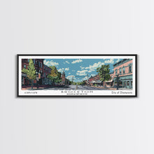 Carregar imagem no visualizador da galeria, Brockton Massachusetts Panoramic Painting, Mid Century Modern Framed Canvas Print, Retro Pop Art Travel Poster, Home Decor, City Art
