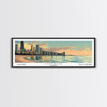 Cargar imagen en el visor de la galería, Chicago Florida Panoramic Painting, Mid Century Modern Framed Canvas Print, Retro Pop Art Travel Poster, Living Room Wall Art, City Art
