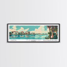 Cargar imagen en el visor de la galería, Clearwater Florida Panoramic Painting, Mid Century Modern Framed Canvas Print, Retro Pop Art Travel Poster, Home Decor, City Art
