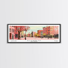 Load image into Gallery viewer, Elizabeth New Jersey Panoramic Wall Art, Mid Century Modern Framed Canvas Print, Retro Pop Art Travel Poster, City Home Decor, Office Art
