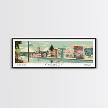 Carregar imagem no visualizador da galeria, Everett Washington Panoramic Painting, Mid Century Modern Framed Canvas Print, Retro Pop Art Travel Poster, Home Wall Decor

