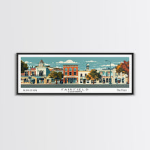Carregar imagem no visualizador da galeria, Fairfield California Panoramic Art, Mid Century Modern Framed Canvas Print, Retro Pop Art Travel Poster, Office Wall Decor
