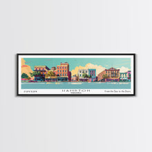 Cargar imagen en el visor de la galería, Hampton Virginia Panoramic Painting, Mid Century Modern Framed Canvas Print, Retro Pop Art Travel Poster, Office Wall Decor
