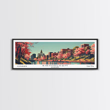 Cargar imagen en el visor de la galería, Birmingham Alabama Panoramic Painting, Framed Canvas Print, Mid Century Modern Wall Art, Retro Pop Art Travel Poster, Office Decor, City Art
