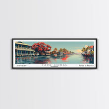 Carregar imagem no visualizador da galeria, Cape Coral Florida Panoramic Painting, Framed Canvas Print, Mid Century Modern Wall Art, Retro Pop Art Travel Poster, Home Decor, City Art
