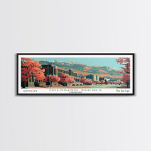 Load image into Gallery viewer, Colorado Springs Colorado Panoramic Painting, Framed Canvas Print, Mid Century Modern Wall Art, Retro Pop Art Travel Poster, Office Decor, City Art

