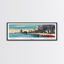 Load image into Gallery viewer, Corpus Christi Texas Panoramic Painting, Framed Canvas Print, Mid Century Modern Wall Art, Retro Pop Art Travel Poster, Office Decor, City Art
