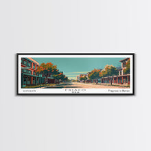 Carregar imagem no visualizador da galeria, Frisco Texas Panoramic Painting, Framed Canvas Print, Mid Century Modern Wall Art, Retro Pop Art Travel Poster, Home Decor, City Art
