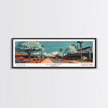 Carregar imagem no visualizador da galeria, Gilbert Arizona Panoramic Painting, Framed Canvas Print, Mid Century Modern Wall Art, Retro Pop Art Travel Poster, Office Art, Cityscape Decor, Gift Idea
