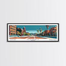 Carregar imagem no visualizador da galeria, Glendale Arizona Panoramic Painting, Mid Century Modern Framed Canvas Print, City Art, Retro Pop Art Travel Poster, Living Room Decor, City Wall Art, Home Office Decor
