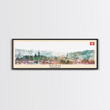 Load image into Gallery viewer, Bern Switzerland Travel Art, City Art, Framed Canvas Print or Metal Wall Art, Europe Travel Poster, Panoramic Wall Art, Extra Wide Wall Art
