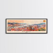 Cargar imagen en el visor de la galería, Bilbao Spain Wall Art, Panoramic Travel Poster, Panoramic Framed Canvas Print, City Wall Art, Wall Hanging Home Decor, Travel Art
