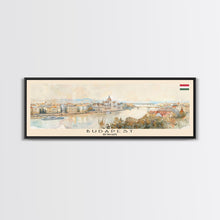 Carregar imagem no visualizador da galeria, Budapest Hungary Travel Art, City Art, Framed Canvas Print or Metal Wall Art, Europe Travel Poster, Panoramic Wall Art, Extra Wide Wall Art
