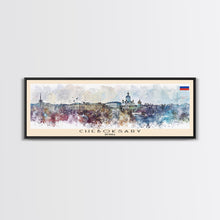 Cargar imagen en el visor de la galería, Cheboksary Russia Travel Art, City Art, Framed Canvas Print or Metal Wall Art, Europe Travel Poster, Panoramic Wall Art, Extra Wide Wall Art
